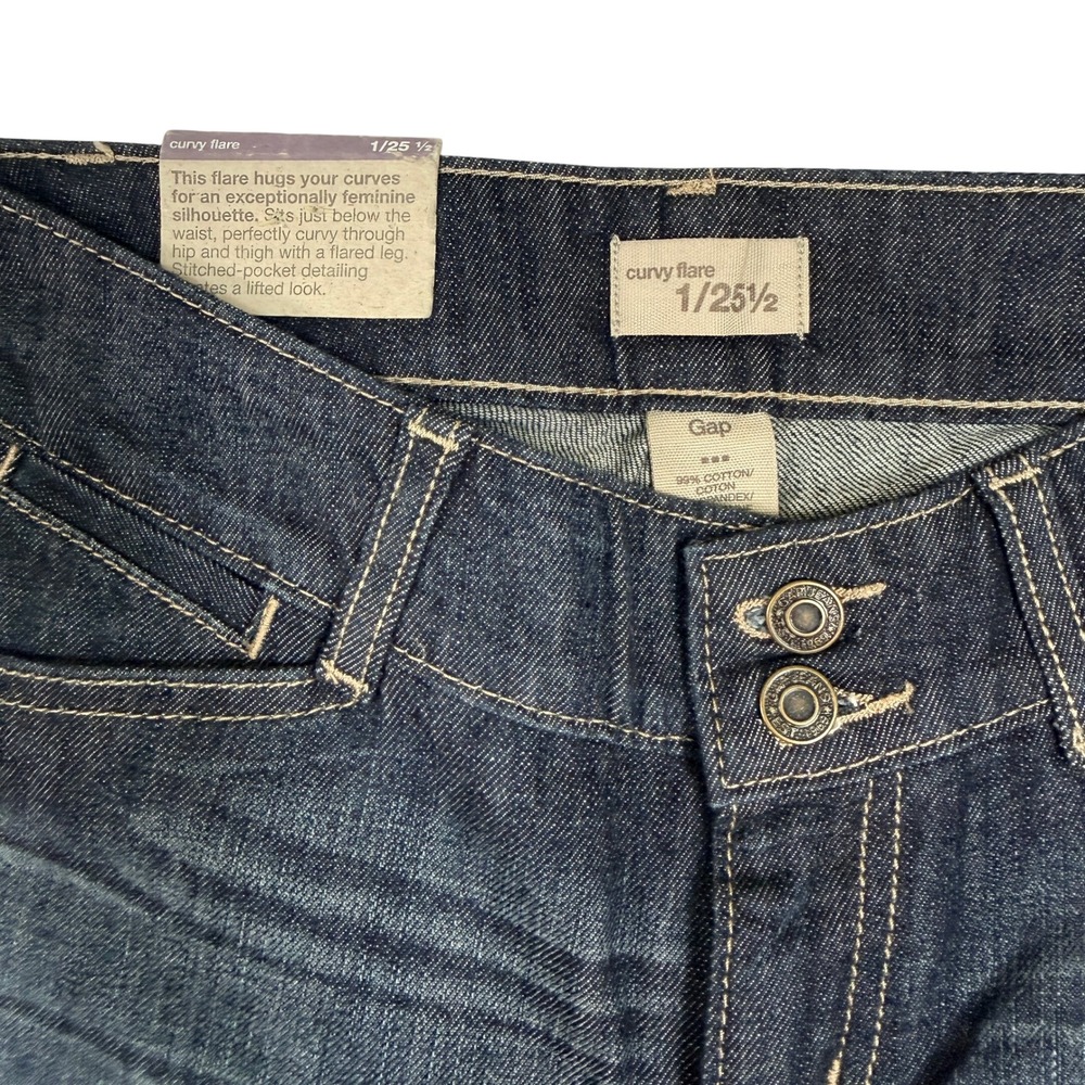 Gap Curvy Flare Jeans Dark Wash Indigo Low Rise Denim 1/25.5 - Picture 5 of 7